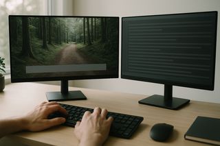 テキストエディタで字幕ファイルを開いて確認している編集作業のデスク